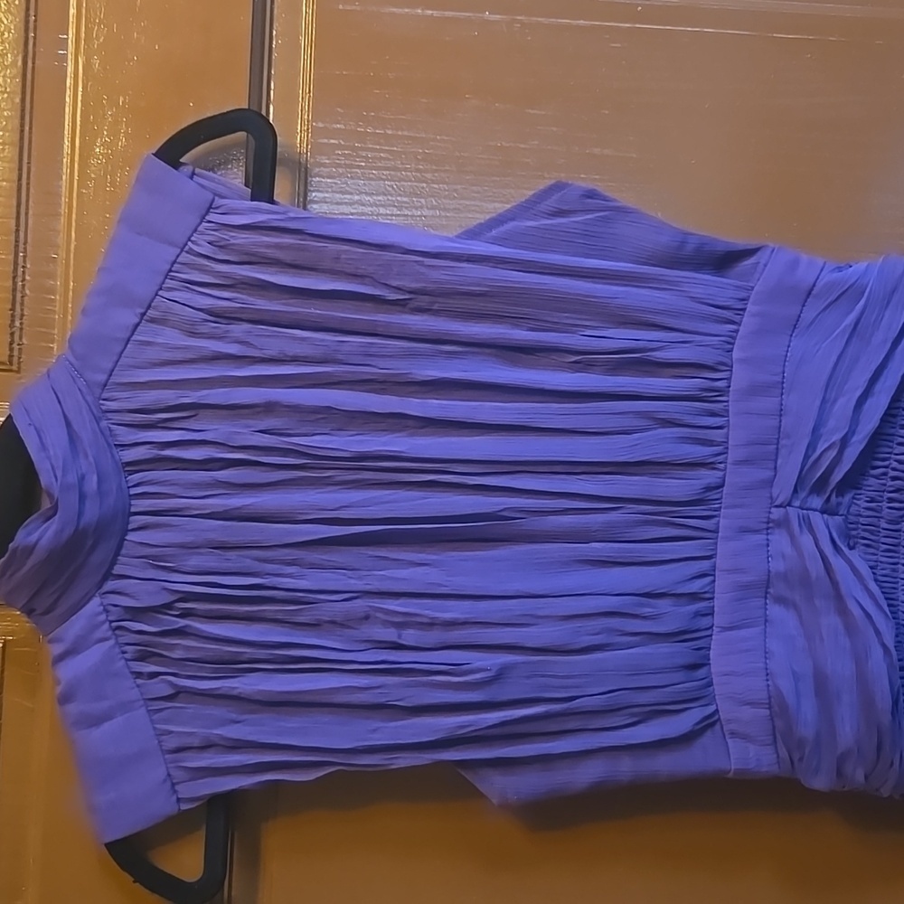 Olivaceous-Purple crinkled high neck fitted ruffled bottom  dress Size S NWT - Picture 2 of 11
